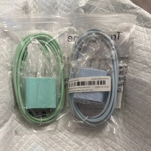 Mint Green and Light Blue USB Wall Charger Set
